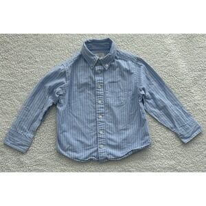 Boys Lands End Size Blue & White Dress Shirt Button Down Size 4 Striped Church